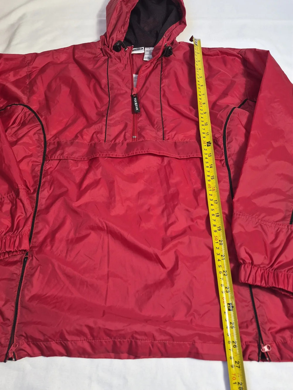 Vintage Tek JEAR Anorak Windbreaker Nylon Sz M Lightweight Red hooded Half Zip